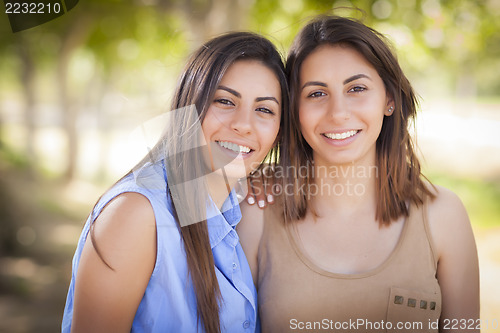 Image of Two Mixed Race Twin Sisters Portrait