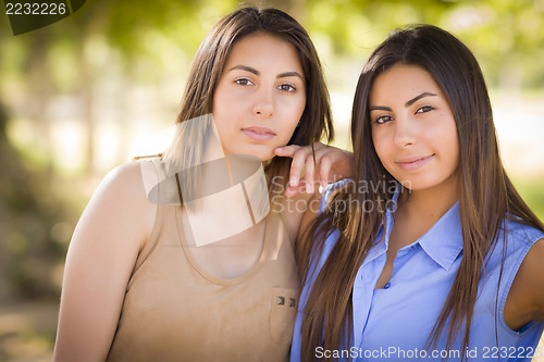 Image of Two Mixed Race Twin Sisters Portrait