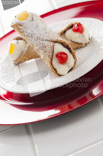 Image of Two Tasty Cannoli on Plate