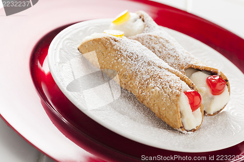 Image of Two Tasty Cannoli on Plate