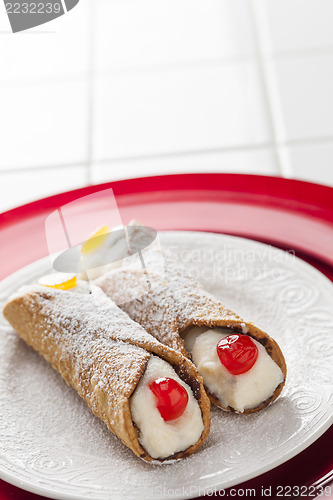 Image of Two Tasty Cannoli on Plate