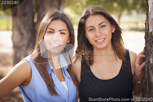 Image of Two Mixed Race Twin Sisters Portrait