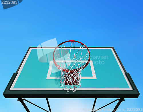 Image of basketball hoop on sky