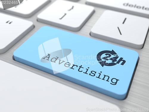 Image of Business Concept - The Blue Advertising Button.