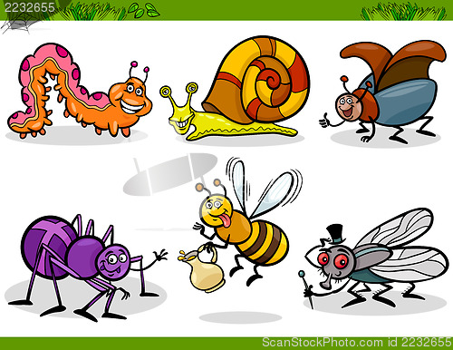 Image of happy insects set cartoon illustration