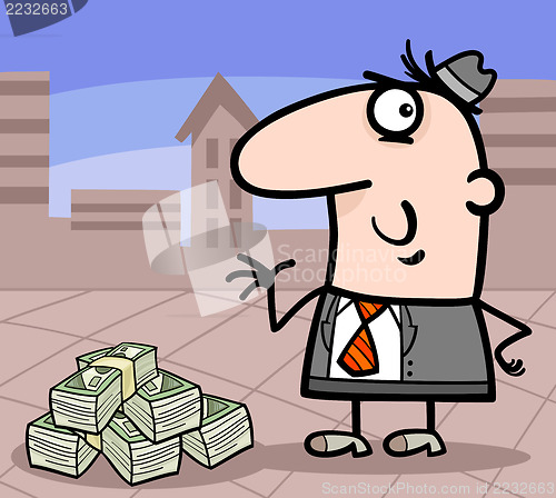 Image of businessman with money cartoon illustration