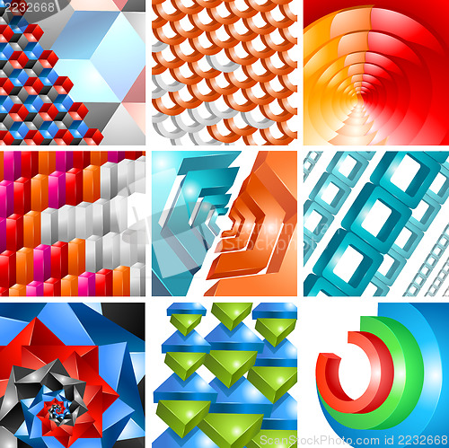 Image of vector 3d background abstract design set