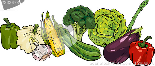 Image of vegetables big group cartoon illustration