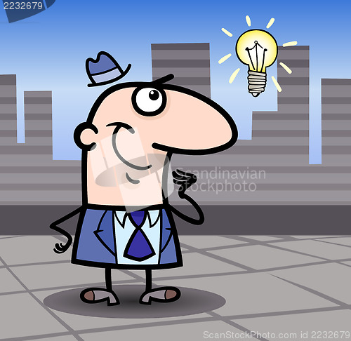 Image of businessman with idea cartoon illustration