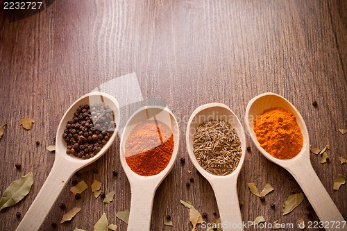 Image of spices on spoons