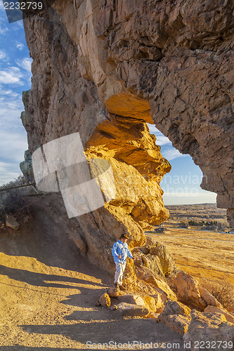 Image of hiker at Devils Backbone