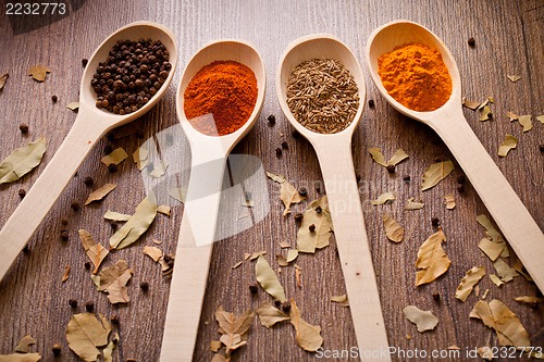 Image of spices on spoons