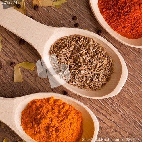 Image of closeup spices on spoon