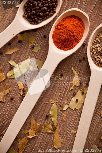 Image of spices on spoons