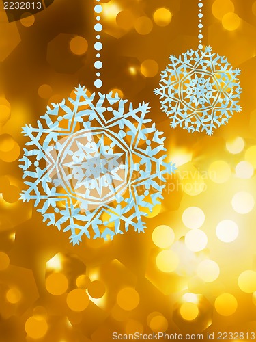 Image of Winter golden abstract with snowflakes. EPS 8