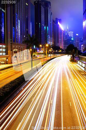 Image of traffic in Hong Kong at night