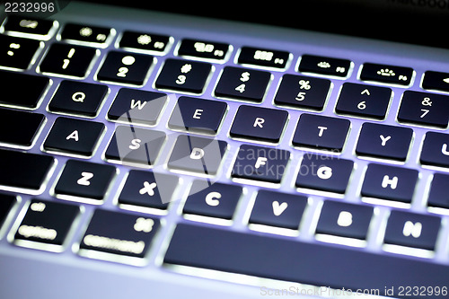 Image of illuminated computer keyboard