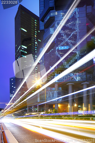 Image of light trails in city at night