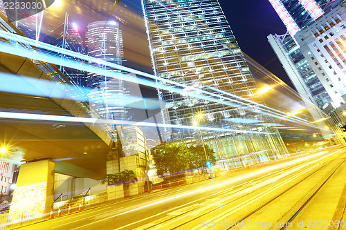 Image of modern city with traffic at night