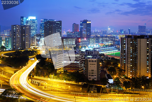 Image of Traffic in city at night