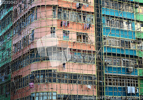 Image of bamboo scaffolding of repair old building