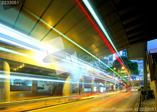 Image of light trails in city at night