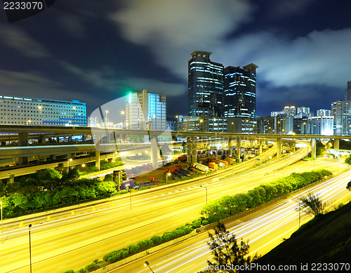 Image of Traffic in city at night