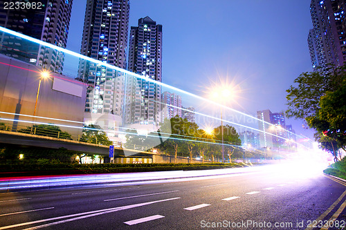 Image of Traffic in city at night