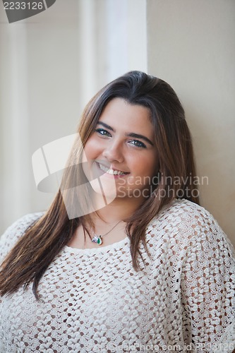 Image of Portrait of a overweight woman smiling