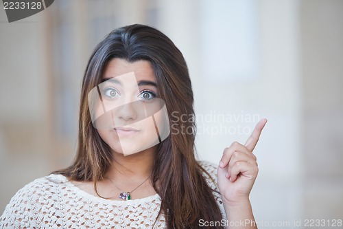 Image of Overweight Woman  pointing