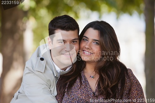 Image of Portrait of a young couple smiling