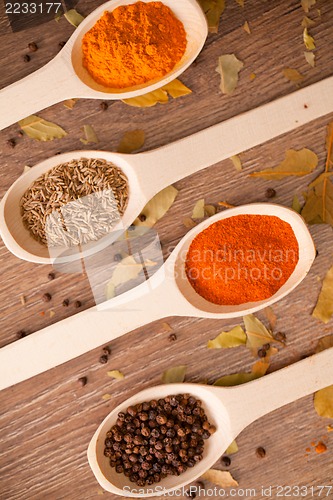 Image of spices in the spooins