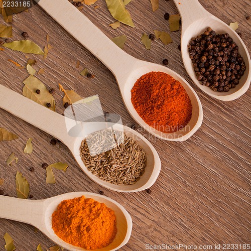 Image of spices on spoons