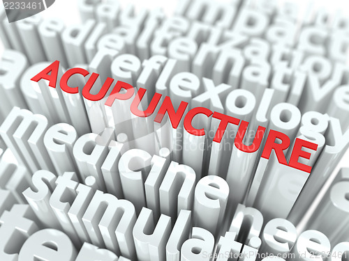 Image of Acupuncture. The Wordcloud Medical Concept.