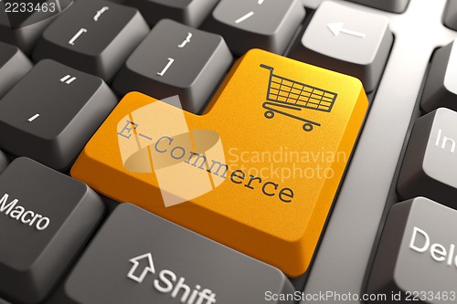 Image of Keyboard with E-Commerce Button.