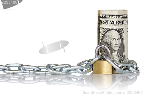 Image of U.S. dollar banknote with lock and chain