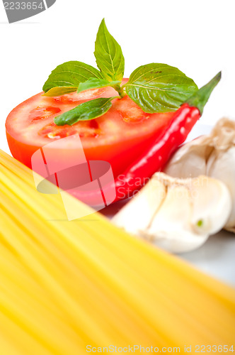 Image of Italian spaghetti pasta tomato ingredients