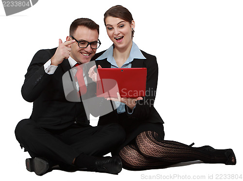 Image of Happy Young Couple on Laptops