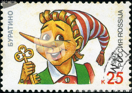 Image of RUSSIA - CIRCA 1992: A stamp printed in Russia shows  Pinocchio,