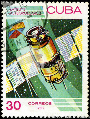 Image of CUBA - CIRCA 1983: A stamp printed in Cuba, shows "satelite mete