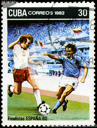 Image of CUBA - CIRCA 1982: A post stamp printed in Cuba shows shows foot