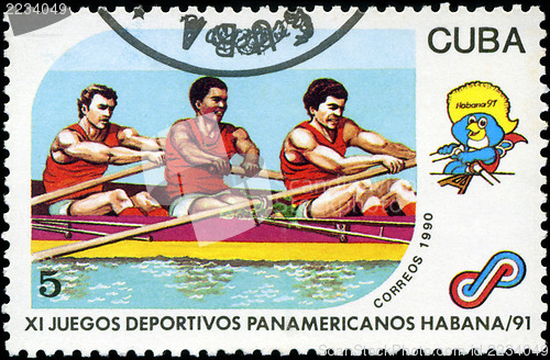 Image of CUBA - CIRCA 1990: A post stamp printed CUBA, 1991 Pan American 