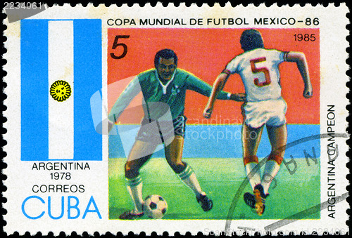 Image of CUBA - CIRCA 1985: Stamp, printed in Cuba showing world champion