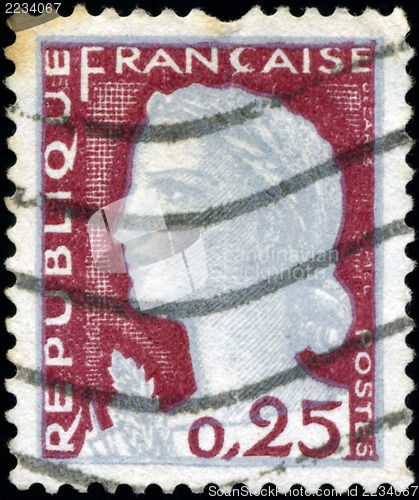 Image of FRANCE - CIRCA 1960: A stamp printed in France shows Marianne, t