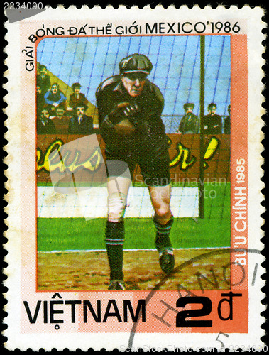 Image of VIETNAM - CIRCA 1985: a stamp printed by VIETNAM shows football 