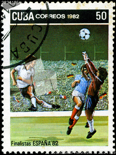 Image of CUBA - CIRCA 1982: A post stamp printed in Cuba shows shows foot