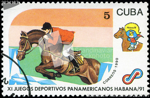 Image of CUBA - CIRCA 1990: A post stamp printed CUBA, 1991 Pan American 