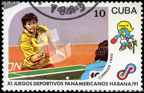 Image of CUBA - CIRCA 1990: A post stamp printed CUBA, 1991 Pan American 
