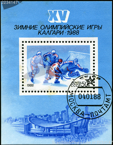 Image of USSR - CIRCA 1988: The stamp printed in USSR shows the XV winter