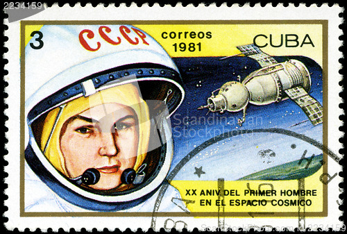 Image of CUBA - CIRCA 1981: a stamp printed in the Cuba shows Valentina T